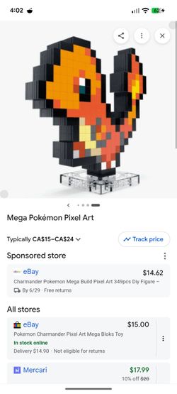Mega Pokemon - Charmander Build Your Pixel Art 349 pcs - 13+ Age