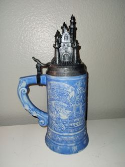 Disney Parks Disneyland 60th Anniversary Plastic Stein Mug Cup Castle Flip Lid