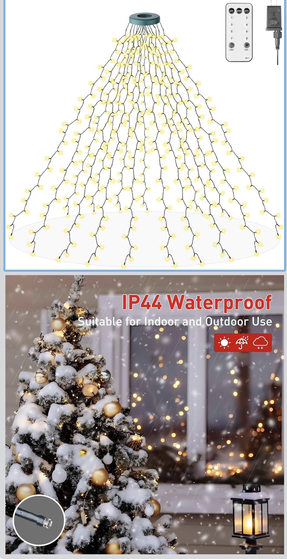 400 LED Christmas Tree Lights with Remote – Warm White, New