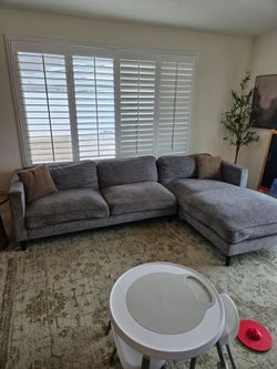 Gray Fabric Sectional Sofa with day bed – As Is