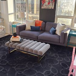 Modern Couch, Tables, Ottoman and Rug