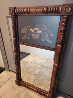 Vintage Hitchcock Federal Style Carved Wood Gold & Black Mirror
