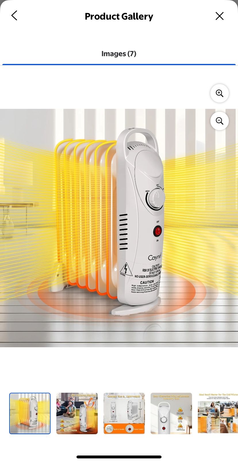 Caynel Mini Electric Oil Filled Radiator Indoor Portable Space Heater 700W