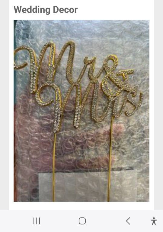 Mr And Mrs Cake Sign Gold Metal