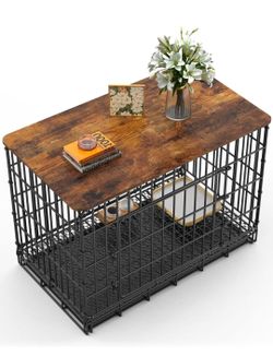 Dog Crate Topper for 36'' Dog Cage, Dog Kennel Topper Wood Countertop, Foldable Dog Crate Table Top (Crate Not Include)