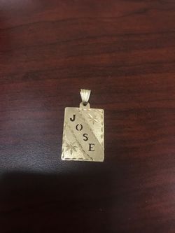 14K yellow gold custom name piece Jose pendant