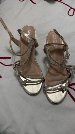 Top Moda Gold Rhinestone Strappy Heeled Sandals