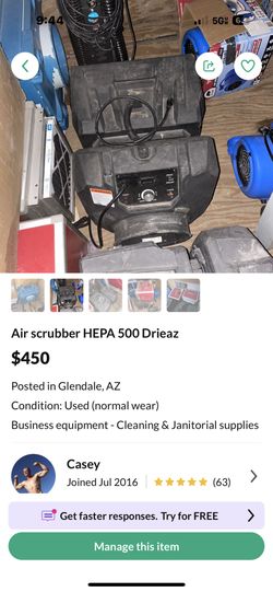 HEPA 500 Air Scrubber Drieaz DRI EAZ 
