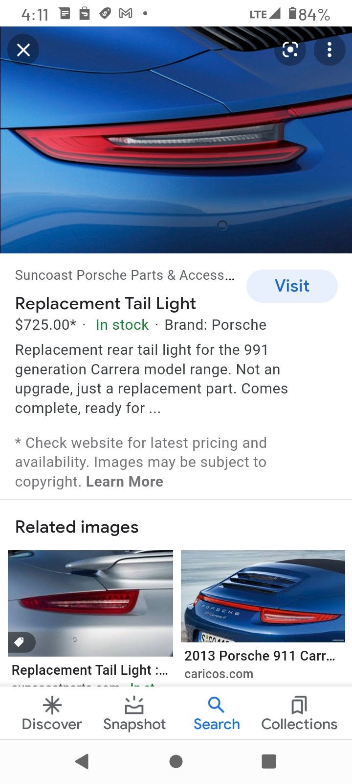 Porsche Carrera Tail Light