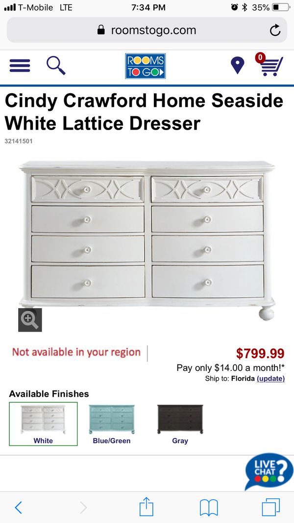 Cindy Crawford Home Seaside White Lattice Dresser For Sale In Boca