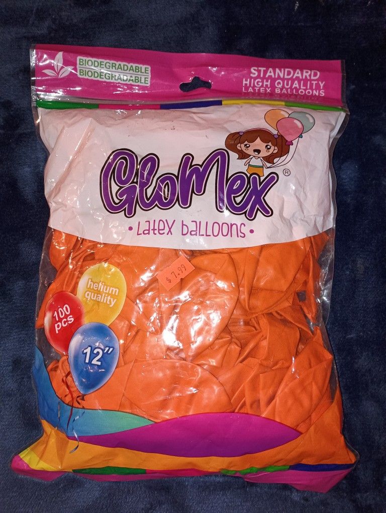 GlowMex Latex Orange Balloons 100 PCS 12"