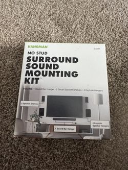 Hangman No Stud Surround Sound Mounting Kit No Drill Sound Bar Hanger Drywall Speaker Shelf SSMK