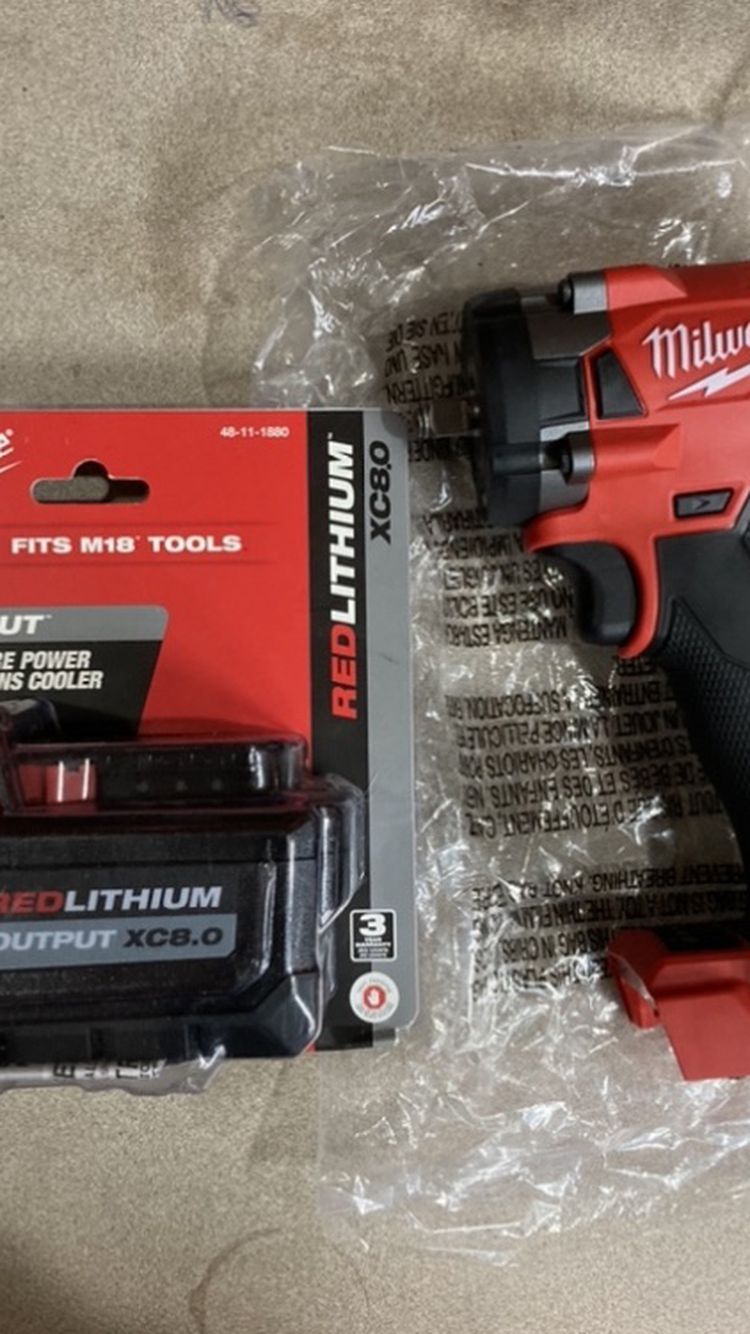 Milwaukee M18 Fuel 3/8” Compact Impact Wrench And 8.0 Batt