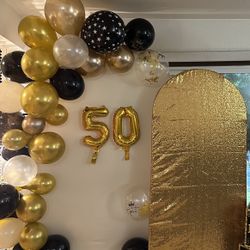 Readymade Black And Golden Balloon Arch
