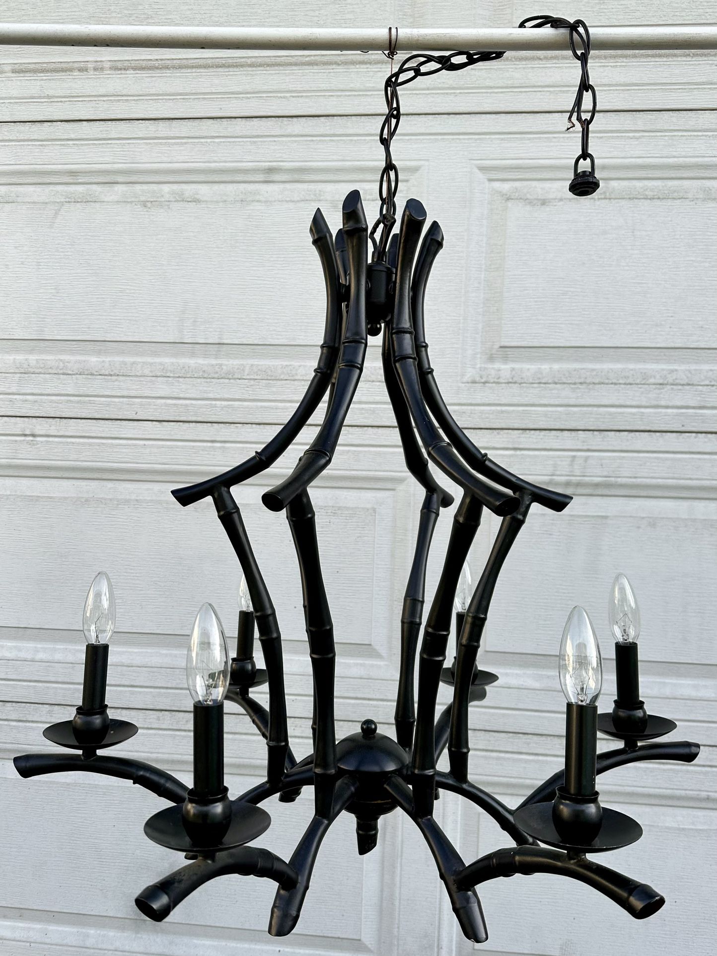 FAUX BAMBOO METAL CHANDELIER