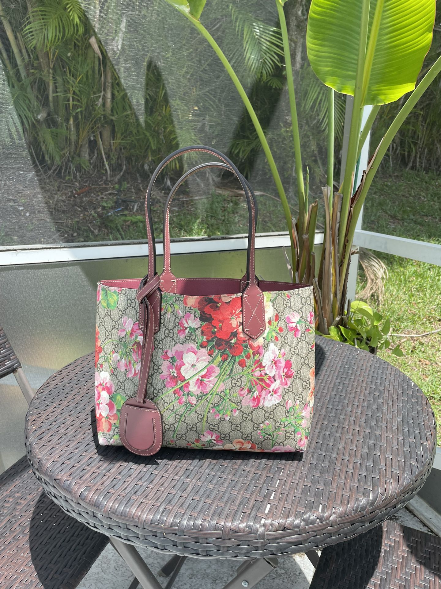 Gucci Blooms Floral PVC/Leather Reversible Small Tote