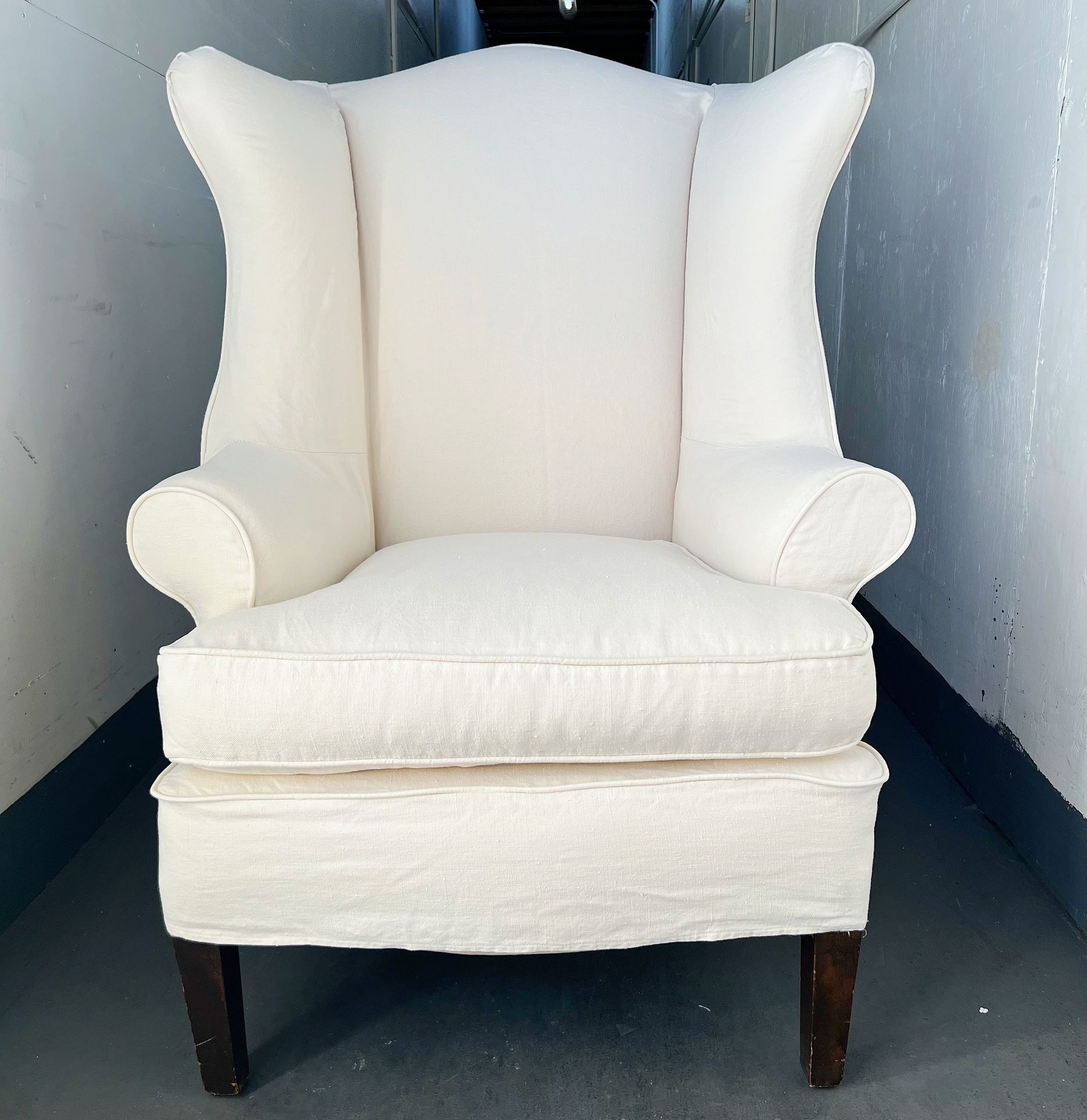 Modern off White Cream Chippendale Wingback Armchair Accent Chair