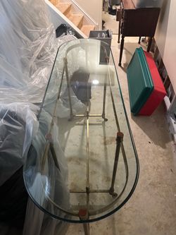 Hollywood Regency glass table