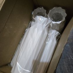7 Pack Plastic White Flower Vases, for Center Wedding Party Living Room Décor