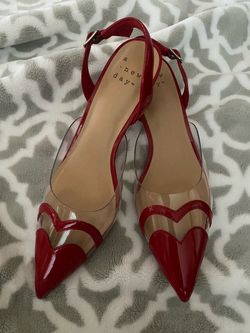 A New Day Clear Red Heart Pointed Toe Flats