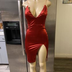 Fashion Nova Vibrant Red MIDI Dress 
