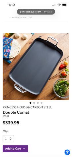 Princess House® Carbon Steel Double Comal Comal doble Princess House® Carbon Steel