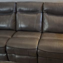 Leather Electric Sectional + Matching Sofa + Recliner