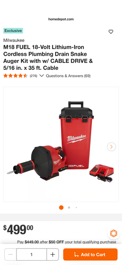 M18 FUEL 18-Volt Lithium-Iron Cordless Plumbing Drain Snake Auger Kit with w/ CABLE DRIVE & 5/16 in. x 35 ft. Cable