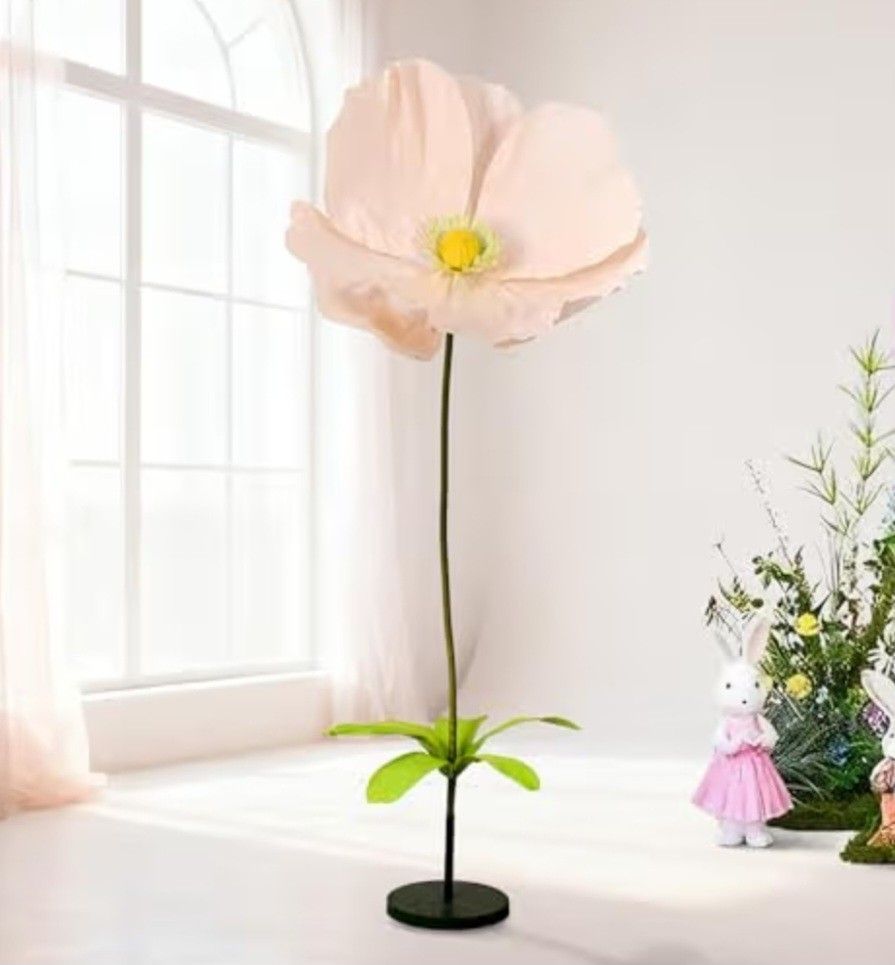 Artificial Flowers Decorations 6ft Fake Paper Poppy Flower for Standing Reception