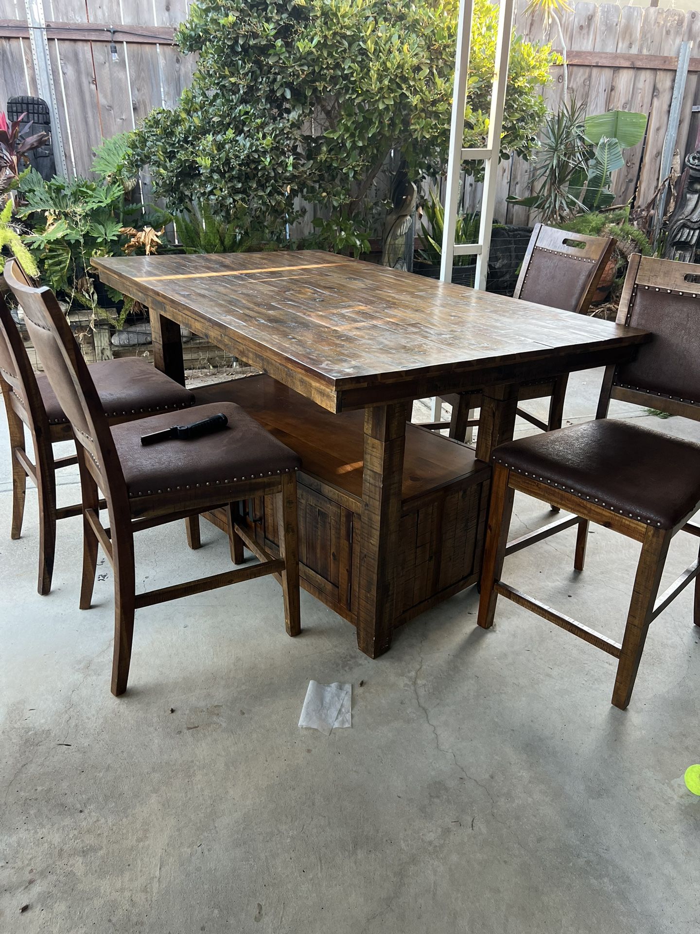 6 Chair Kitchen Table. Walnut Color Counter Height