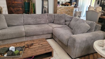 Grey Corduroy Sectional 135" x 96"