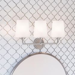 Satin Nickel Vanity Light - 3-Light Bathroom Fixture 