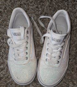 Vans Ward Low Girl's Glitter Shoes Size 13 Youth Glitter White