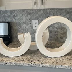 3 Piece Modern Circle Sculpture Oliver White Circle And Half Circle