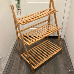 Bamboo Ladder Plant Stand 3 Tier Foldable Flower Pot Display Shelf Rack for Indoor Outdoor Home Patio Lawn Garden Balcony Organizer Planter Holder