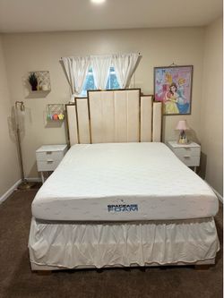Queen bed frame and 2 night stands