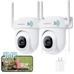 ZUMIMALL 5MP Outdoor Camera 2-Pack - 24/7 Recording Wired Power, Support 5GHz WiFi | Motion & Noise Detection