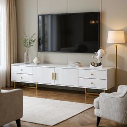 Quito TV Stand · Modern Storage with Gold Accents