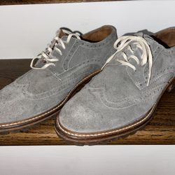 Johnston & Murphy Mens Brogue  Derby Suede Gray Dress Shoes 