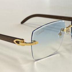 CARTIER C DECOR TULIP WOOD BOLIVAR RARE SUNGLASSES