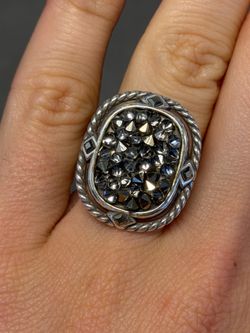 Retired Brighton Ring Graphite Crystal Ring SizeVintage Jewelry