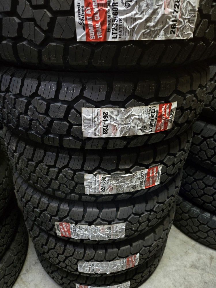 (4) 235/80r17 Summit A/T Tires 235 80 17 Inch AT 10-ply LT E Rated Dually