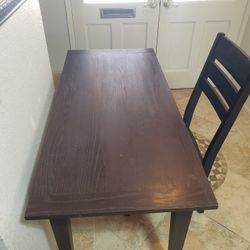 Solid Oak Table And Chair Or Desk