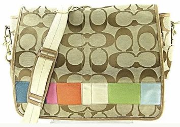 Coach Jacquard Signature Color block StripeBaby Messenger Bag
