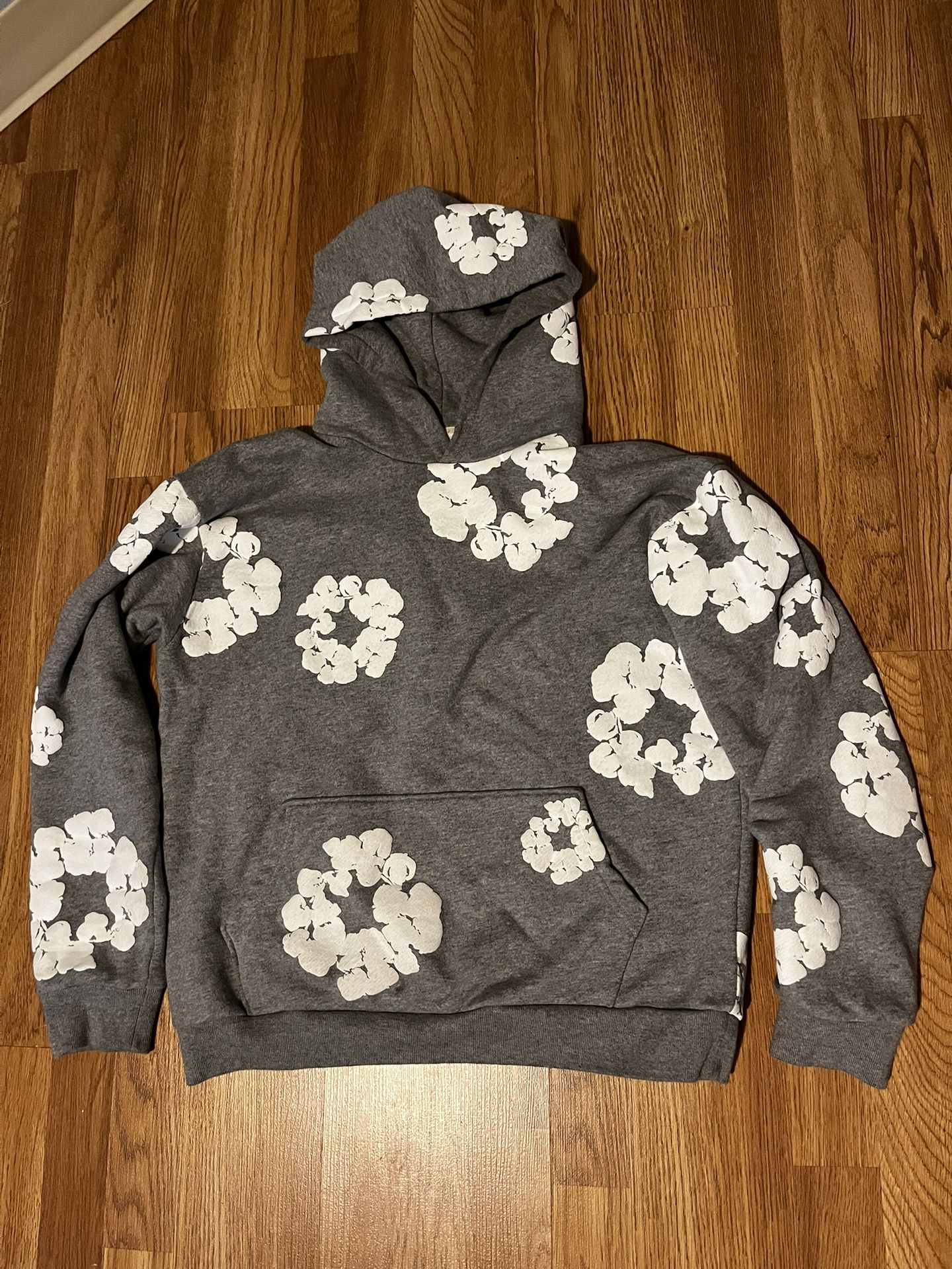 Grey Denim Tear Hoodie 