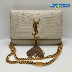 Yves Saint Laurent Kate Small Tassel Bag With Crocodile Embossed Leather 