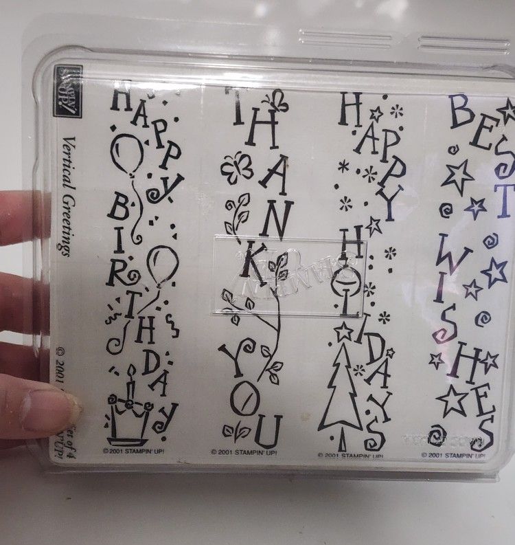 Stamoin' Up Vertical Greetings Rubber Stamp Set BNIP 