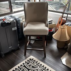 Winged Back Beige Linen Counter Height Chair/Barstool seat Height 25”