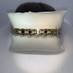14K yellow gold Railroad gents gold fancy bracelet 