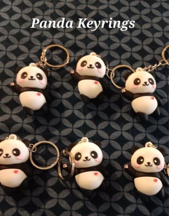 6 Precious Panda Bear Key Rings
